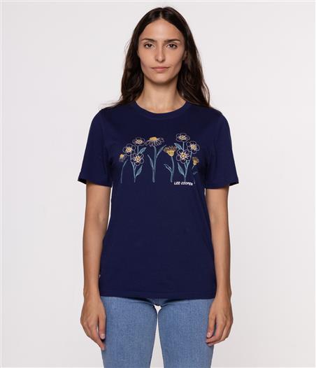T-shirt z nadrukiem FLOWERS 6 5700 MEDIEVAL BLUE