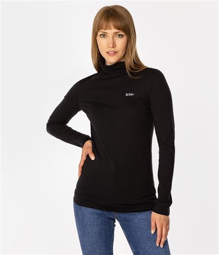 Longsleeve damski z golfem HOPE 6040 BLACK