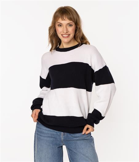 Sweter damski oversize PRAIA 5923 NAVY STRIPE