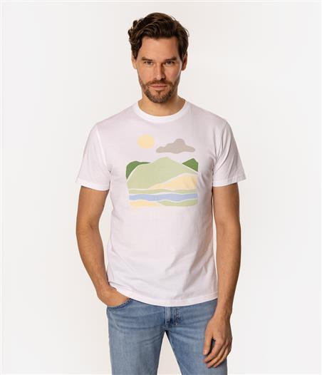 T-shirt męski z nadrukiem LANDSCAPE 1145 WHITE