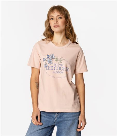 T-shirt damski z nadrukiem BLUE FLOWERS 1160 PEACH WHIP