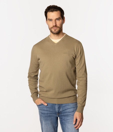 Sweter z bawełny organicznej ADAM ORGANIC COVERT GREEN