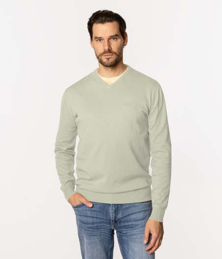 Sweter z bawełny organicznej ADAM ORGANIC CAMEO GREEN