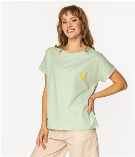 T-shirt damski z nadrukiem LEMON FRUIT 1145 CAMEO GREEN