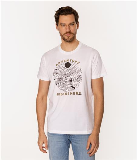 T-shirt męski z nadrukiem ADVENTURE 1145 WHITE