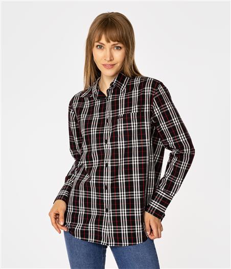 Koszula damska oversize w kratę LENA 2489 BLACK CHECK