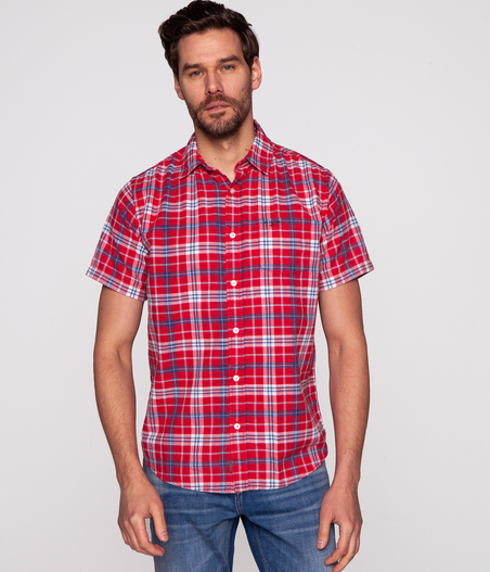 Koszula męska regular w kratę CIBOR2 8015 RED
