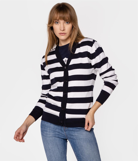 Rozpinany sweter damski GLEDA 4807 NAVY STRIPES