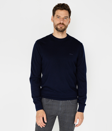 Sweter męski regular z wełną merino LOKI MERA NAVY