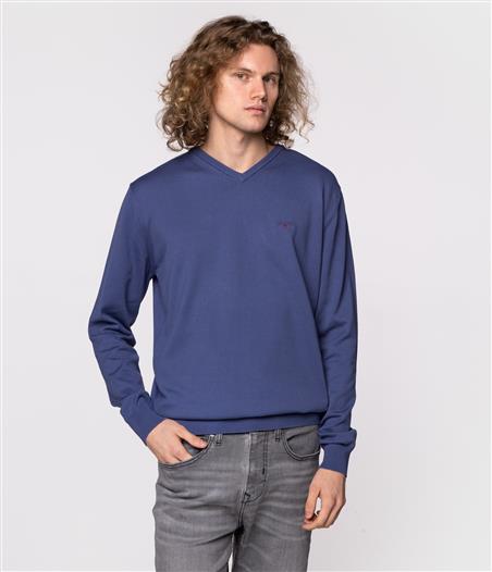 Sweter męski z bawełny organicznej ADAM ORGANIC BLUE INDIGO