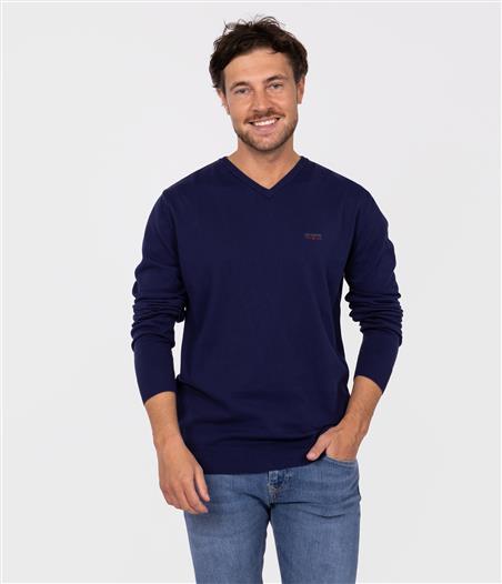 Sweter męski z bawełny organicznej ADAM ORGANIC MEDIEVAL BLUE