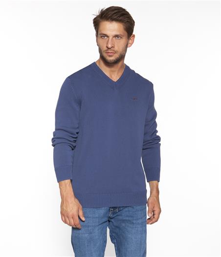 Sweter z bawełny organicznej TWIST ORGANIC BLUE INDIGO