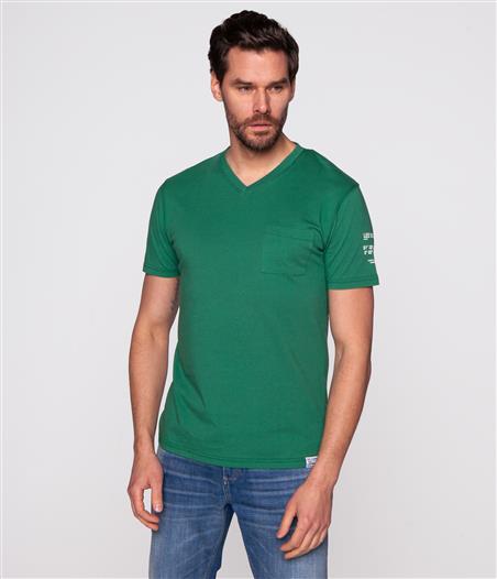 T-shirt slim z kieszenią i dekoltem w serek COORDINATE2 6018 FOLIAGE GREEN