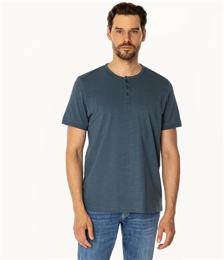 TSHIRT M HENLEY2 4587 INDIAN TEAL