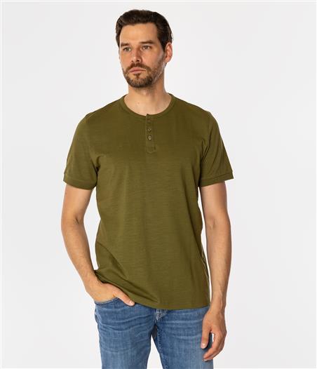 TSHIRT M HENLEY2 4587 SPHAGNUM